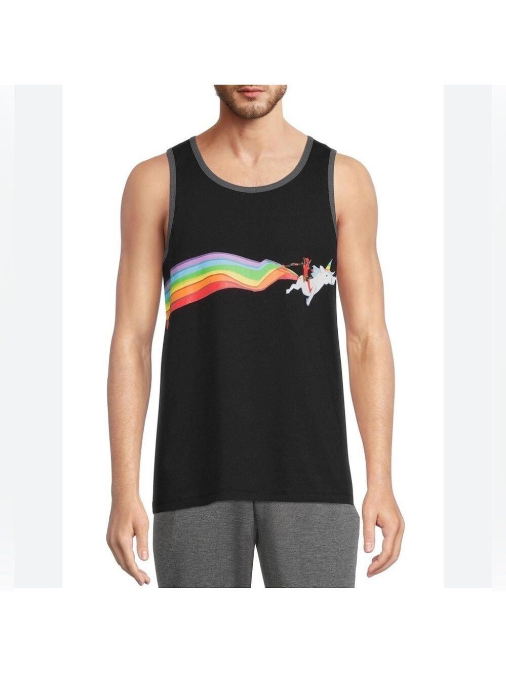 Marvel Deadpool Rainbow Unicorn Tank Top - Size Large